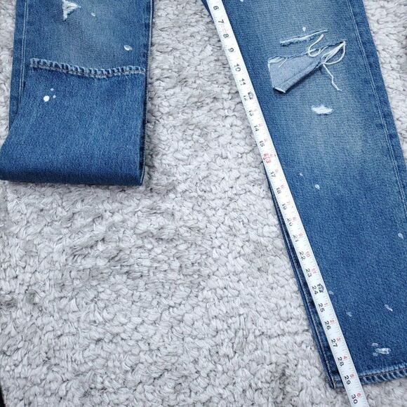 Levi's Premium 501 '93 Straight Fit Paint Splatter Distressed Jeans Blue 30 x 30 - Picture 11 of 13